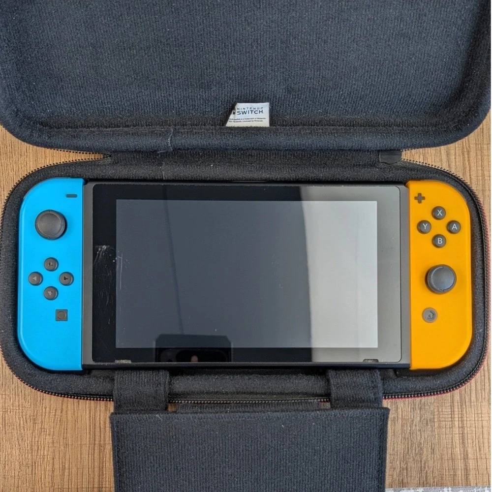 Nintendo Switch HAC-001 Bundle 4 Joy-Cons 128GB SD Card Dock Case Neon Colors